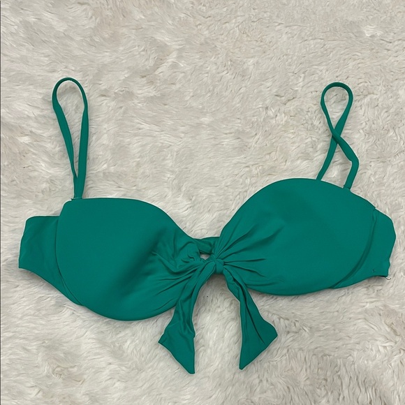 Green Bikini Top with Bow Detail - Picture 1 of 5